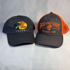 Bass Pro Shops Club 2 Hat Lot Bundle Baseball Dad Caps Snapback Strap Back